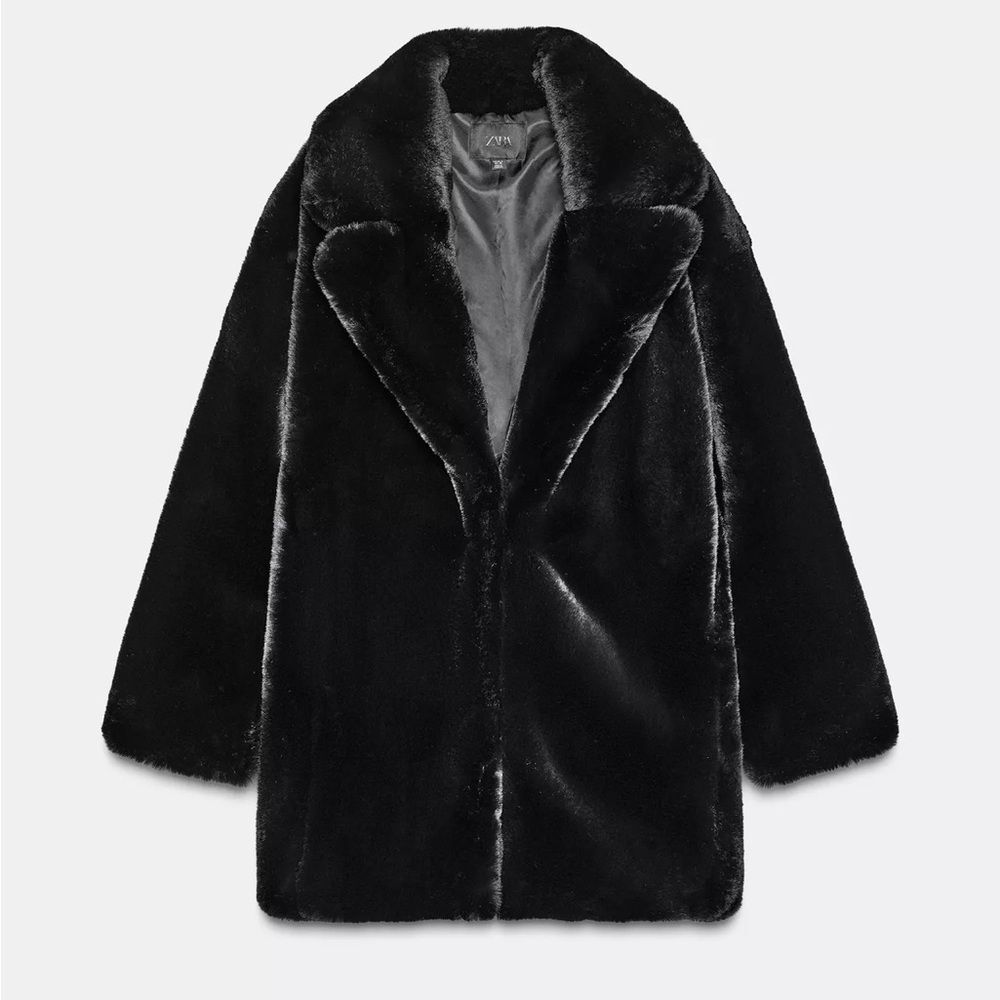 ZARA FAUX FUR COAT NEW - Picture 7 of 9